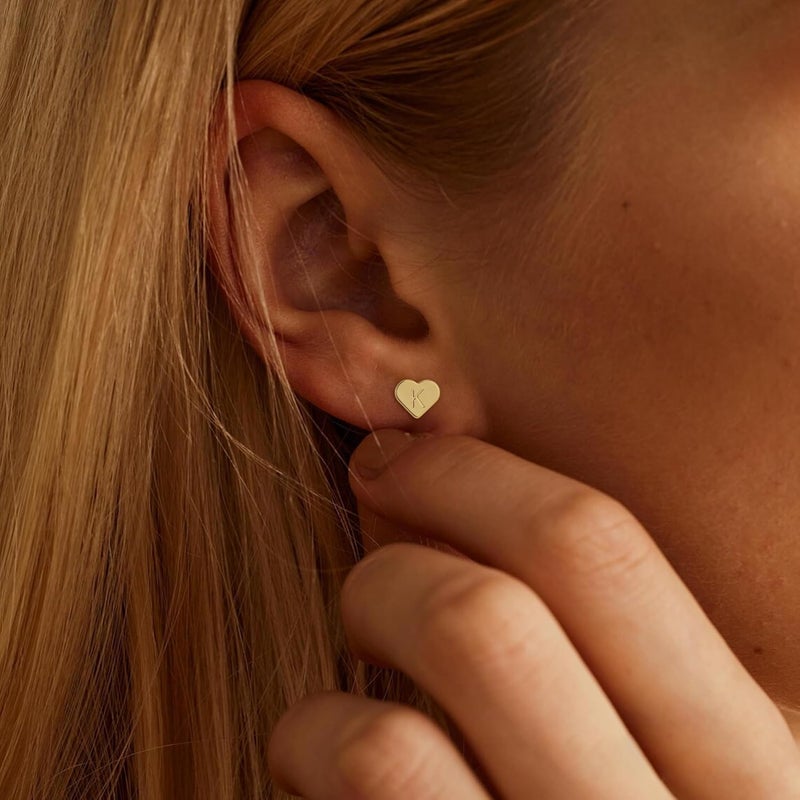 BLThing Store Heart Initial Earrings for Girls Kids Women - 18K Gold Filled Heart A-Z Initial Letter Earrings Teen Girls Gifts Trendy Stuff Birthday Gift for 5 6 7 8 9 10 Year Old Girl Gifts - Image 4